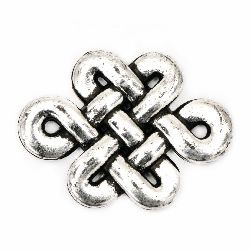 Metallized  Connecting element 36x25 mm color silver -50 grams ~ 24 pieces