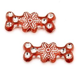 Plastic Bead Divider 3 holes 18x8 mm red - 50 grams