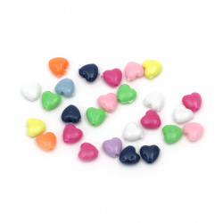 Acrylic heart solid beads for jewelry making 8x9 mm hole 1.5 mm color - 50 grams ~ 340 pieces