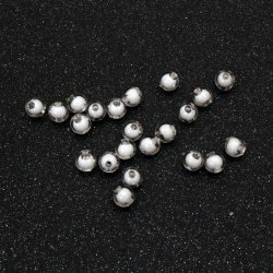 Transparent Acrylic Ball Bead with white base 8 mm hole 2 mm transparent - 50 grams ~ 180 pieces