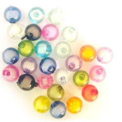 Acrylic Round Beads with Solid White Core and Transparent Surface, 8 mm, Hole: 2 mm, MIX -50 grams ~ 180 pieces