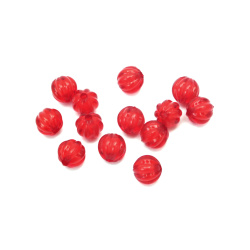 Margele cu bază albă pepene galben 10 mm gaură 2 mm roșu -50 grame ~ 100 bucăți