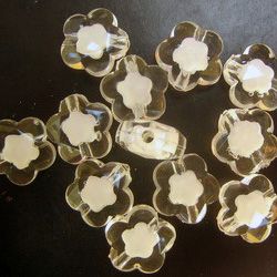 Transparent Acrylic   flower Bead with white base 15 mm - 50 grams