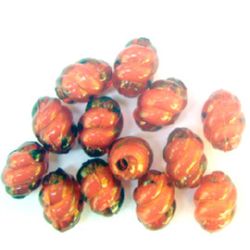 Transparent Acrylic Cylinder Oval Bead with white base, spiral 15x11 mm hole 2 mm red - 50 grams ~ 60 pieces