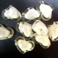Transparent Acrylic Heart Bead with white base 22x16 mm - 50 grams