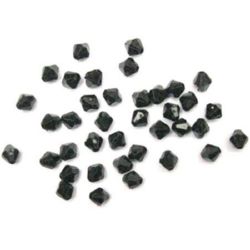 Margele forma Perlă Cristal 6x6mm Gaură 1mm Negru -50g ~ 550 buc