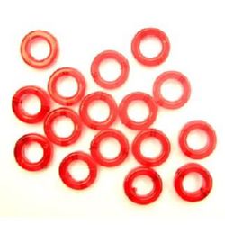 Transparent Plastic Ring-shaped Beads, 12x4 mm, Hole: 1 mm, Red -50 grams ~ 170 pieces