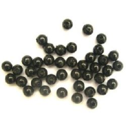 Acrylic round solid beads for jewelry making 6 mm hole 1 mm black - 50 grams ~ 450 pieces