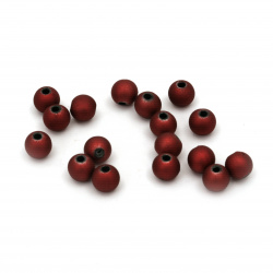 Acrylic Frosted Ball Bead / 8 mm / Dark Red - 20 grams ~70 pieces