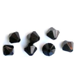 Мънисто кристал 14x14 мм дупка 2 мм черно -50 грама ~ 45 броя