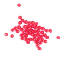 Χάντρα απομίμηση κρύσταλλο σφαίρα 4mm Τρύπα 1mm Κόκκινο -50 γραμμάρια ~ 1800 τεμάχια
