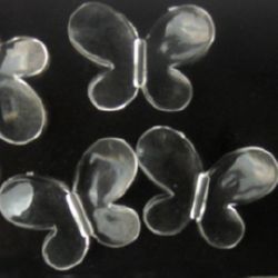 Transparent Acrylic Beads, Butterfly, Transperent, 21x29mm, 50gr.