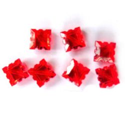 Bead crystal tile serrated 7x17 mm red -50 grams