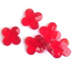 Bead crystal cross 27x7 mm red -50 grams