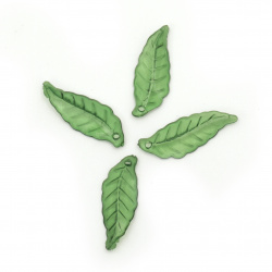 Plastic Transparent Leaf Pendant, 26x10 mm, Hole: 1 mm, Green -20 grams ~ 86 pieces