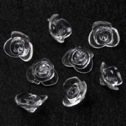 Crystal rose button 14x7 mm hole 1.5 mm transparent -50 grams ~ 100 pieces