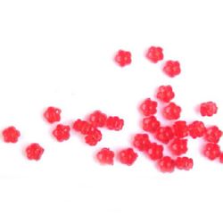 Мънисто кристал цвете 6x4 мм дупка 1 мм червено -50 грама ~ 520 броя