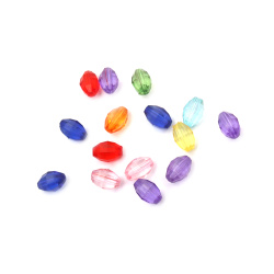 Crystal bead, cylinder-shaped, 10.5x7 mm, hole 1 mm, faceted, mix - 20 grams ~ 70 pieces