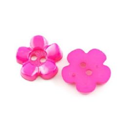 Nasture din plastic cu floare 15x15x3 mm gaura 2 mm ciclamen -10 buc