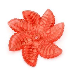 Crystal Flower Beads, Size: 34x4 mm, Hole: 2.5 mm, color Red, 50 grams, ~54 pieces