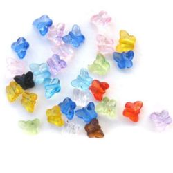 Transparent Acrylic Beads, Butterfly, Mixed color, 12mm, 50gr