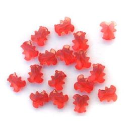 Transparent Acrylic Beads, Bear, Red, 17mm, 50gr