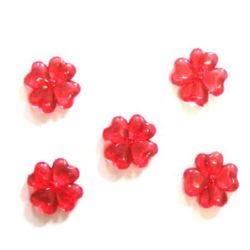 Transparent Plastic Beads crystal clover 27x6 mm hole 2 mm red -50 grams -18 pieces