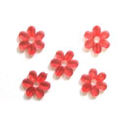 Transparent Acrylic crystal flower 33 mm red -50 grams