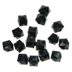 Faceted,Bead crystal pebble 8x8 mm hole 1 mm black -50 grams ~ 170 pieces