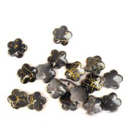 Χάντρες με χρυσό, λουλούδι 14 mm γκρι -20 γραμμάρια