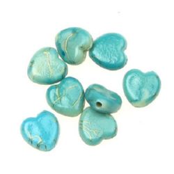 Margele aur fir Inimi  9 mm albastru deschis - 20 grame