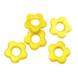 Plastic gold thread flower bead 20 mm yellow - 20 grams