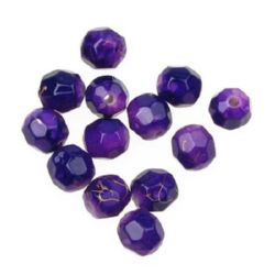 Plastic gold thread ball bead 8 mm purple - 20 grams