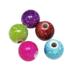 Мънисто имитация камък топче 20 мм рисувано микс -50 грама