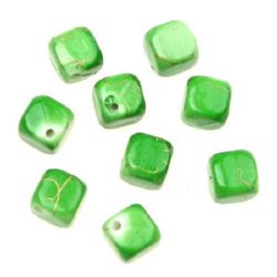Mărgele fir de aur cub 8 mm verde -20 grame