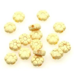 Acrylic crackle flower   bead 9 mm cream - 50 grams