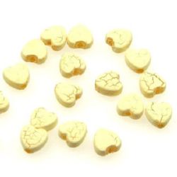 Acrylic crackle heart bead 8 mm cream - 50 grams