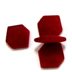Βελούδινη χάντρα εξάγωνο 19 mm κόκκινο -50 γραμμάρια