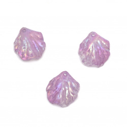 Acrylic pendant cracked leaf 20x17x5 mm hole 1.5 mm color purple rainbow - 10 pieces