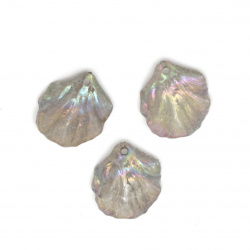 Acrylic pendant cracked leaf 20x17x5 mm hole 1.5 mm color gray rainbow - 10 pieces