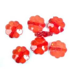 Crystal flower-shaped bead, 11x5.5 mm, hole size 1.5 mm, red color - 50 grams, approximately 110 pieces