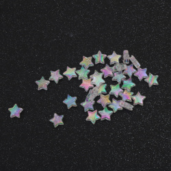 Mărgele din cristal, formă de stea, 11x4 mm, gaură 1 mm, culoare alb RAINBOW – 20 grame, ~85 bucăți