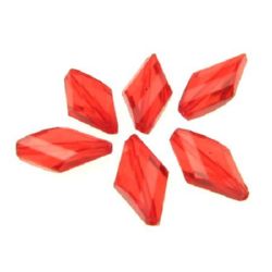 Plastic Transparent Crystal Imitation Bead / Rhombus, 20x11x5 mm, Hole: 1 mm, Red -50 grams