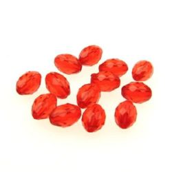 Transparent Acrylic Beads, crystal oval 10x7 mm hole 2 mm multi-wall red -50 grams ~ 166 pieces