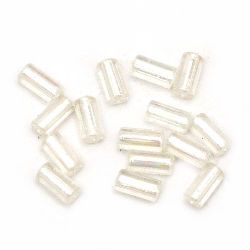 Χάντρα απομίμηση κρύσταλλο κύλινδρος 8x4mm Τρύπα 1mm Διαφανές ιριδίζον -20 γραμμάρια ~ 192 τεμάχια