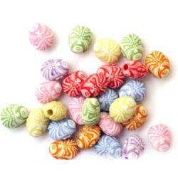 Plastic Two-colored Pastel Mask Beads, 9x7x5 mm, Hole: 2 mm, MIX -50 grams ~ 240 pieces