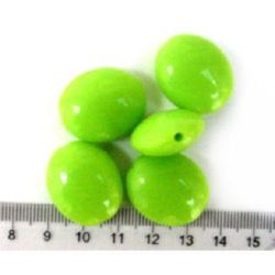 Acrylic oval solid beads for jewelry making 24x2 mm light green - 20 grams