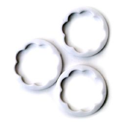 Acrylic round solid beads for jewelry makinge, washer flower circle 38 mm white E1 - 50 grams