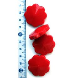 Acrylic flower solid beads for jewelry making 30 mm red E2 - 50 grams
