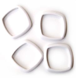 Acrylic Square Ring Beads for DIY and Craft Accessories, 33 mm, Solid White H1 -50 grams